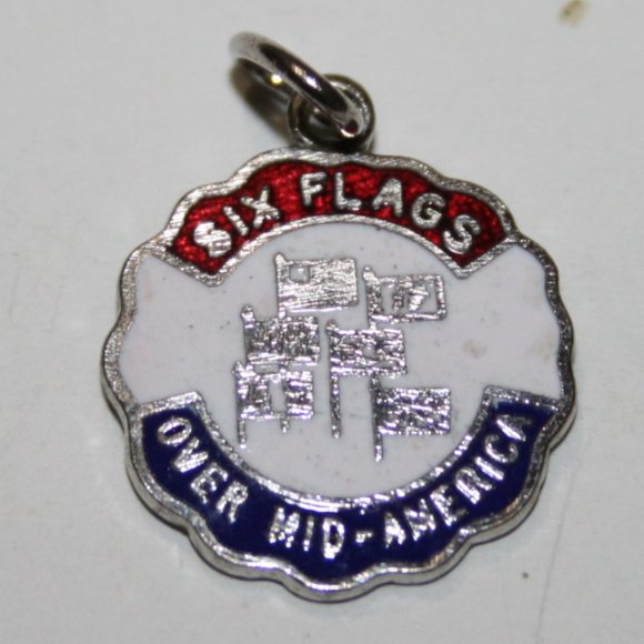 Silver Six-Flags charm 5/8" - Picture 1 of 4